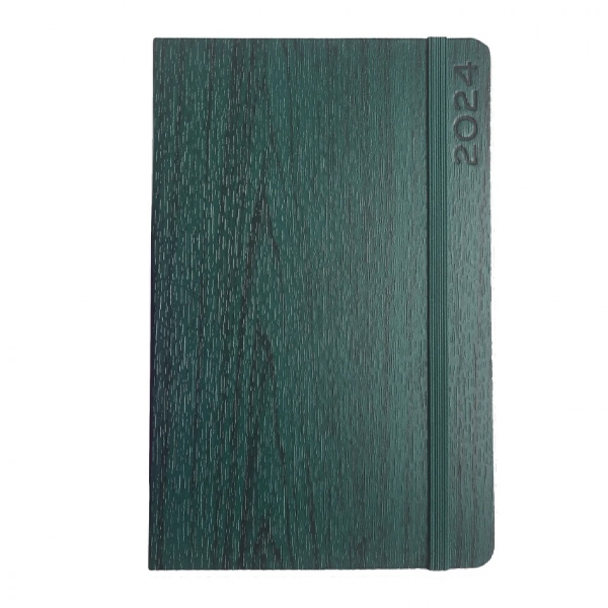 Διαφημιστικά Ημερολόγια 2024 Ημερήσια 21Χ14, όψη ξύλου με στρογγυλεμένες άκρες και λάστιχο