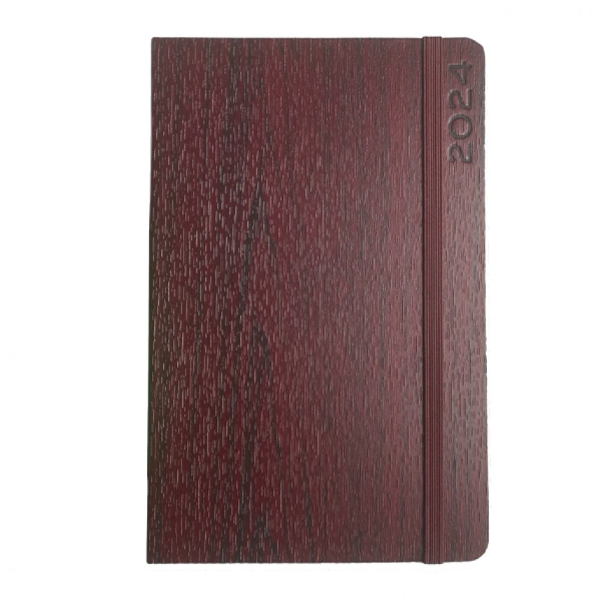 Διαφημιστικά Ημερολόγια 2024 Ημερήσια 21Χ14, όψη ξύλου με στρογγυλεμένες άκρες και λάστιχο