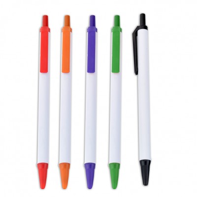 Διαφημιστικά Στυλό λεπτό με λευκό κορμό σε 5 χρώματα