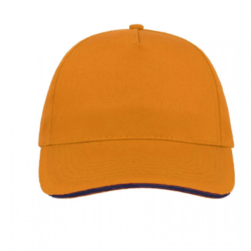 Διαφημιστικά καπέλα Sandwich cotton πεντάφυλλο με Velcro στο πίσω μέρος (M)